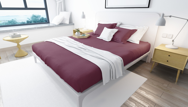 Picture of BedNHome Fitted bed sheet set- Maroon 140 cm