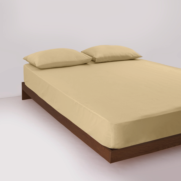 Picture of BedNHome Fitted bed sheet set- Tan 180 cm