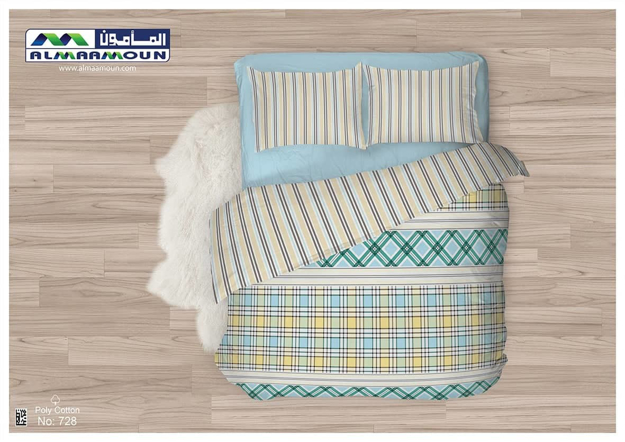 Picture of Al Maamoun Bed Sheet Set 3 Pieces 65% Cotton Size 260x240 model 728