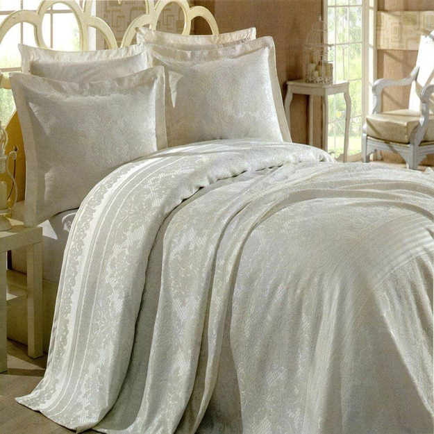 Picture of Family Bed Chenille Comforter Set 3 Pieces Size 220x240 model 404 off -white