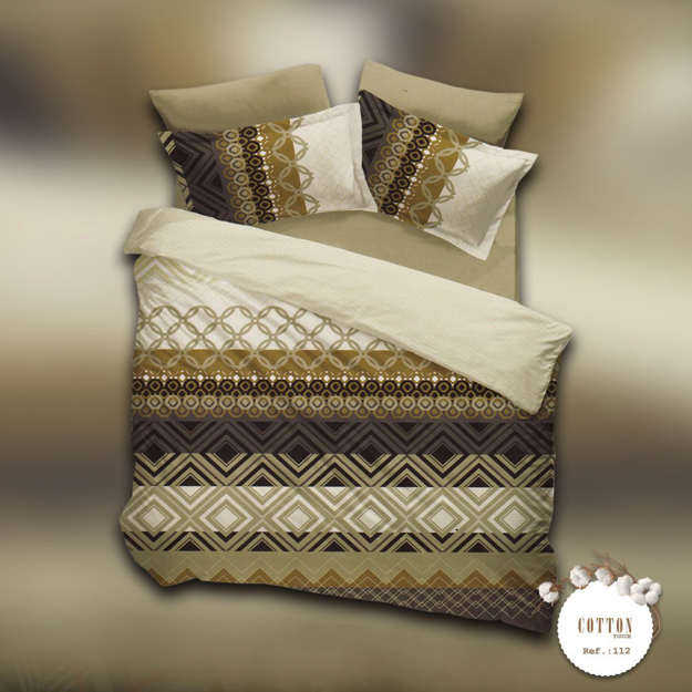 Picture of Family bed sheet set, mixed 70% cotton, walnut flat, 4 pieces, elastic, size 180X200, model 112
