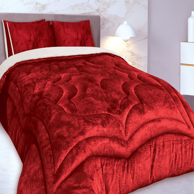 صورة طقم لحاف سرير  فاميلى بد قطيفه لسع فروصغير 2  قطع مقاس 180×240  موديل 2207
