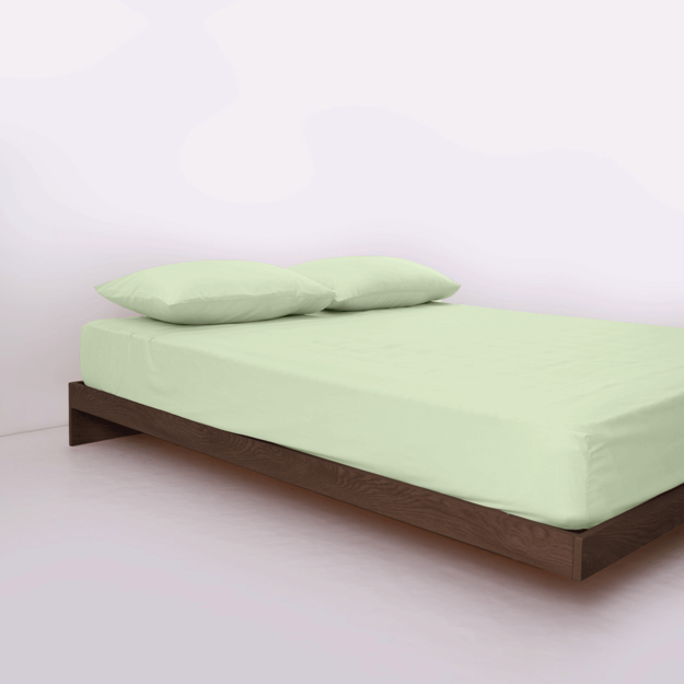 Picture of BedNHome Fitted bed sheet set- Green 140 cm