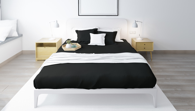 Picture of BedNHome Fitted bed sheet set- Black 180 cm